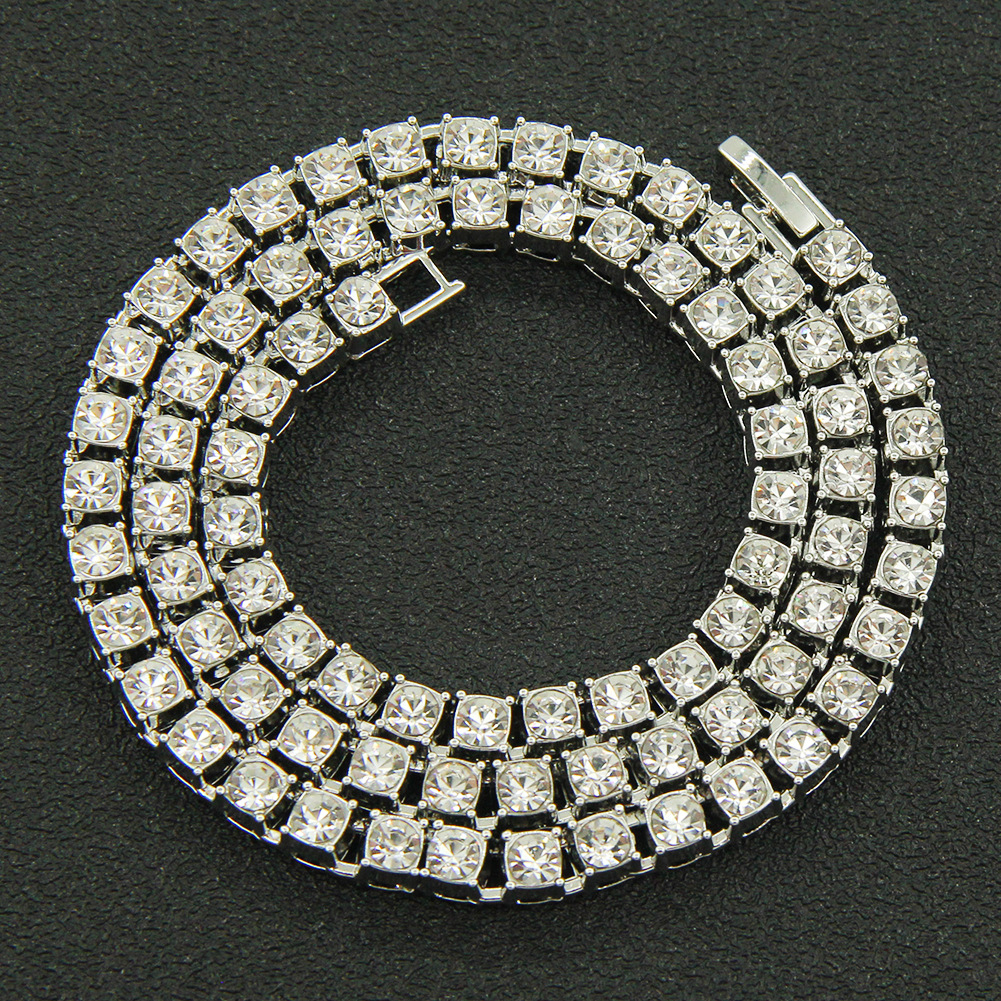 Diamantes De Una Hilera Collar De Diamantes De Una Hilera Lleno De Diamantes Cadena De Tenis display picture 3