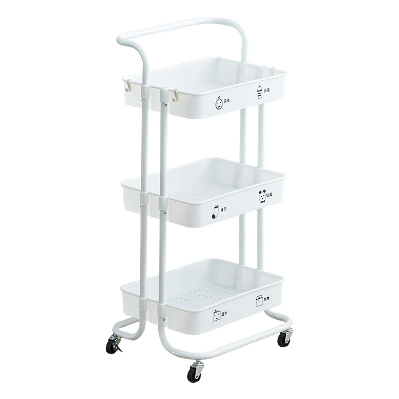 Carro de almacenamiento en rack de pie de tres capas, con ruedas, organizador