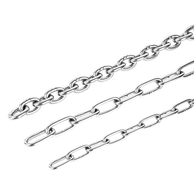 Оптовая продажа от производителя: цепь из нержавеющей стали 304, длинные и короткие звенья, цепь для ограждений, подъемная цепь, декоративная веревка для белья, цепь для собачьих качелей, цепь для бирок.