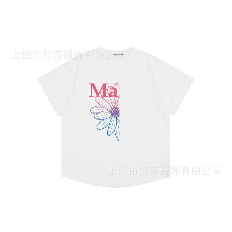 2025 新ゴールドハイシルバー同スタイルマルディ半袖デイジー Tシャツダックスフントカップル多用途トップ女性ルーズ|undefined
