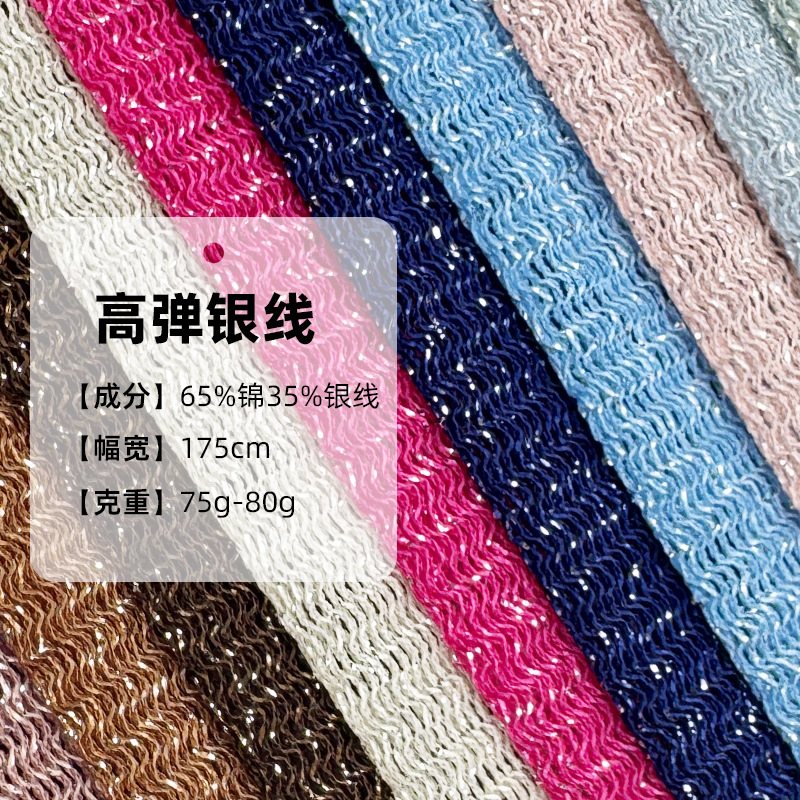 高弹银丝针织网布厚线布 弹力金银丝线布T恤连衣裙舞台布装饰面料