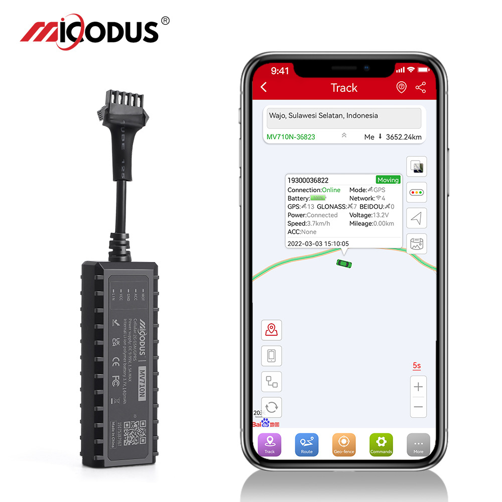 MiCODUS 2G MV710N 실시간 위치 지정 다기능 경보 간섭 방지 GPS 차량 추적기