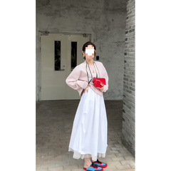 韩系秋装一整套多巴胺穿搭连衣裙子女2025新款早秋淑女长裙两件套