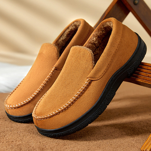 Men's Cotton Snow Boots, Fleece Lined and Thick, Large Size, Warm and Comfortable, Snow Boots, One-Piece, Slip-On Shoes