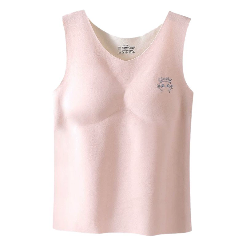 Терможилет DeRong для женщин зимой, бесшовное нижнее белье для детей старшего возраста, учащиеся средней и старшей школы с нагрудными подушечками, женское отопление и плотный стиль.