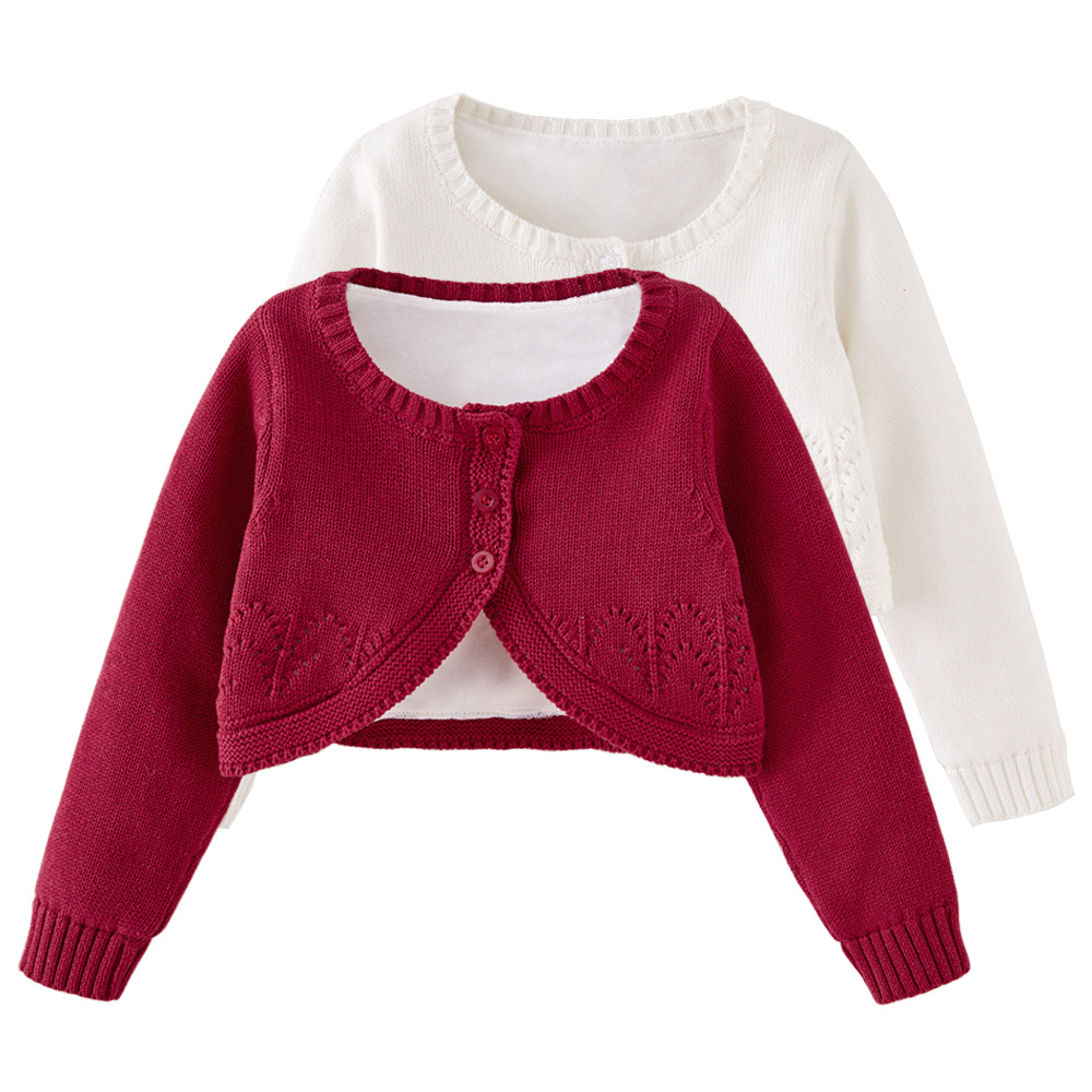 Otoño e invierno engrosado estilo de corte español suéter de los niños Chaqueta de punto de lana forrada bebé niñas suéter chal