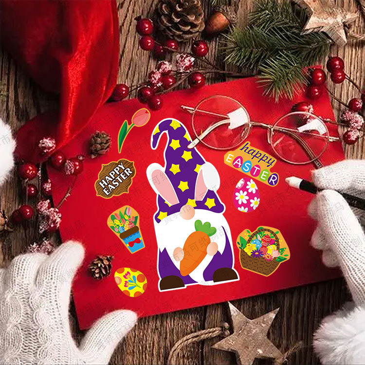 Pascua DIY niños rompecabezas pegatinas Pascua conejo huevo decoración pegatinas partido juego pegatinas