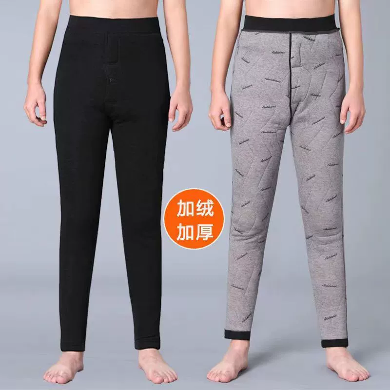 Мужские хлопковые термобрюки из верблюжьей шерсти, зимние, с высокой талией, большие размеры, утолщенные, повседневные, универсальные, для мужчин среднего и старшего возраста