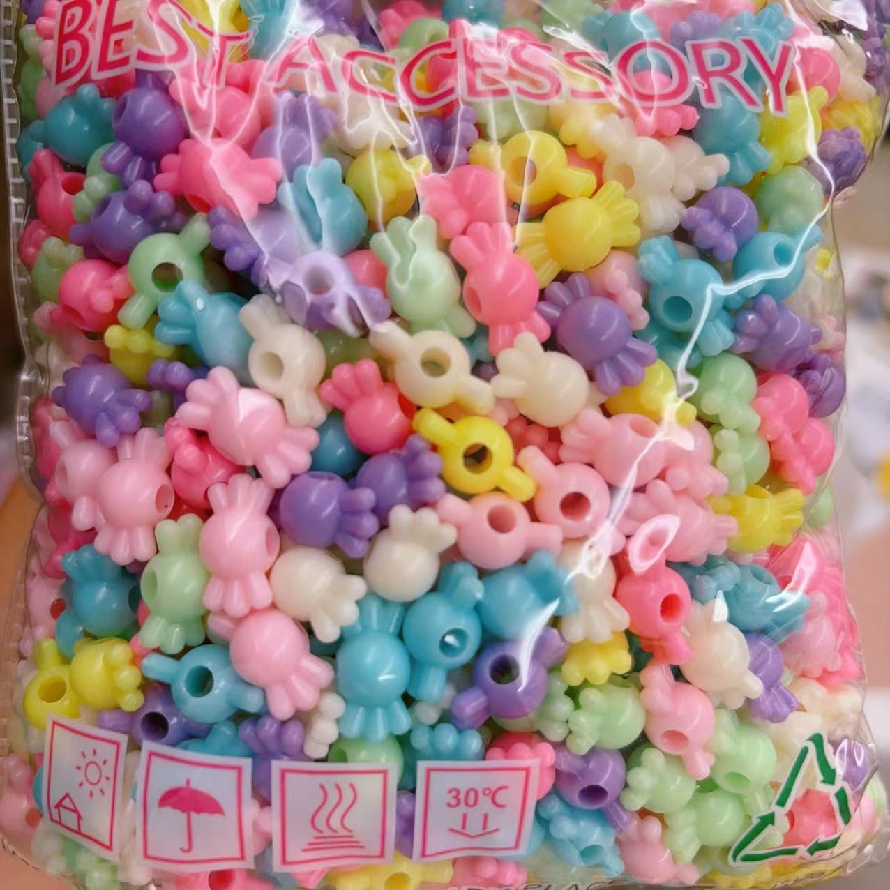 2025 Nuevas cuentas de cabello baratas en bolsa nuevas cuentas de plástico de color primavera diy gran agujero image 8
