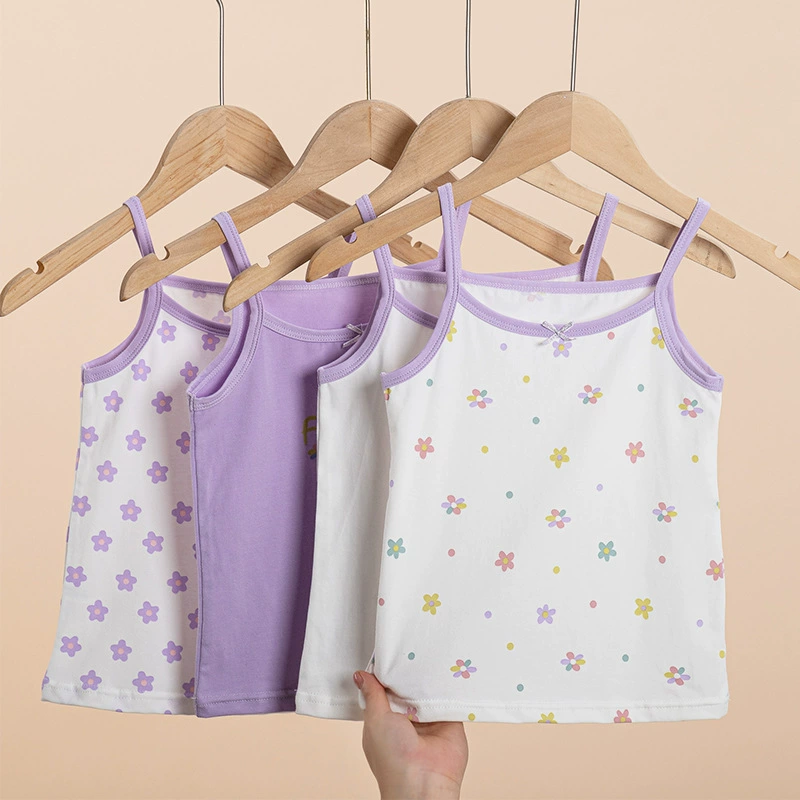 Summer thin children's cotton top with cups with bow