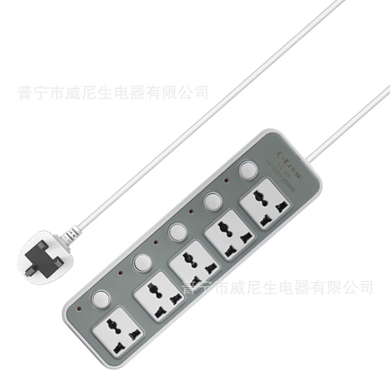 独立开关跨境插线板家用便宜接线电源国际通用孔插座桌面插排排插