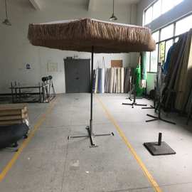 户外大型仿稻草晴雨伞反向仿直茅草中柱伞夏威夷PP草沙滩遮阳伞