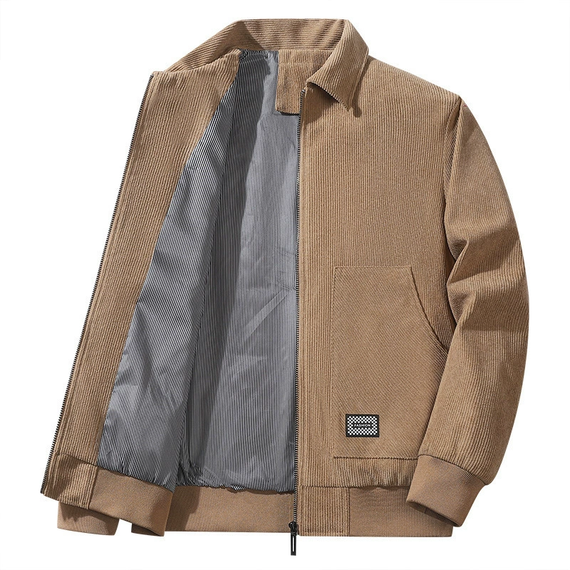 2024 весенне-осенняя новая вельветовая куртка, мужская повседневная модная модная куртка с воротником-стойкой и лацканами