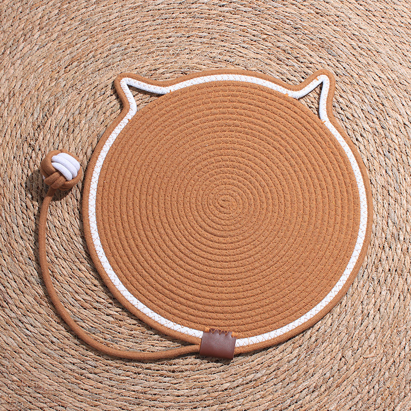 Cable de algodón para mascotas confortable para jugar y dormir en una sola estera de agarre para gatos resistente al desgaste, estera de algodón trenzado resistente al desgaste