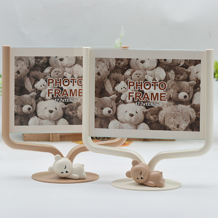 Standard 7 inch cute fun bear double-sided photo frame Mediterranean style shell photo frame company gift studio wholesale Standard 7 inch cute fun bear double-sided photo frame Mediterranean style shell photo frame company gift studio wholesale