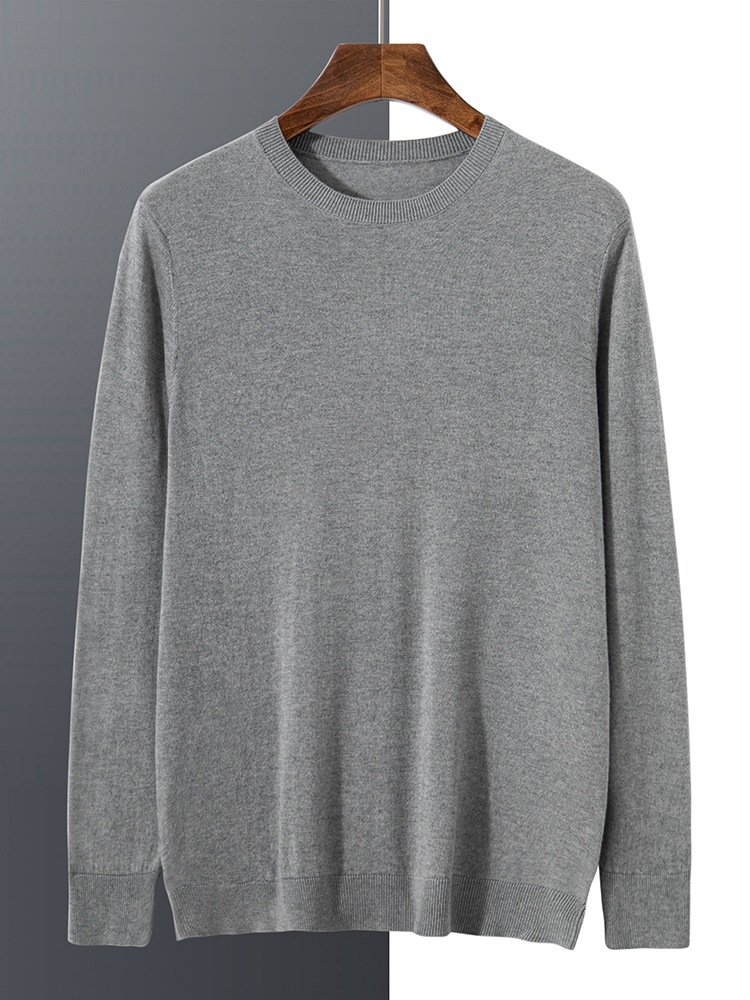 summer silk cashmere knitted thin long-sleeve with a round collar