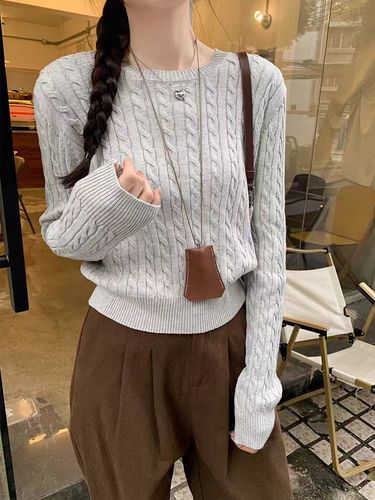 Satin Ribbed Collar Knit Top with Cotton Inner Layer Women's 2025 Autumn/Winter Fitted Base Short Top