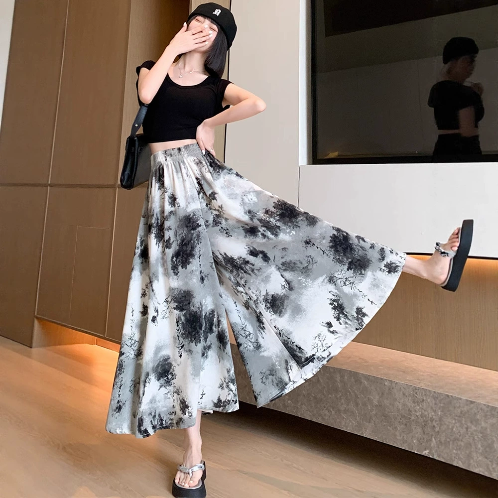Большой размер женский толстый мм летняя краска чернилами краска шифоновая юбка грушевая фигура тонкая и широкая юбка