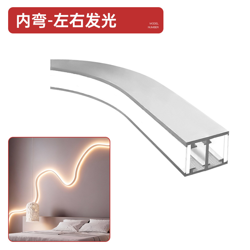 lámpara de línea de aleación de aluminio LED ranura de lámpara de arco lámpara de línea de forma especial incrustada tipo piso de piso escondido circular lámpara lineal