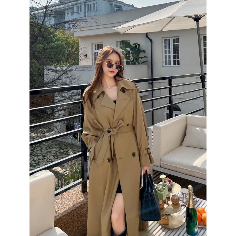 黑色风衣外套女2025新款春秋小个子英伦风中长款韩系显瘦气质大衣|undefined