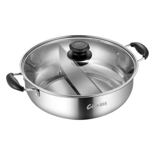Caicheng factory thickened stainless steel Mandarin duck clear soup pot induction cooker stainless steel household commercial wholesale hot pot