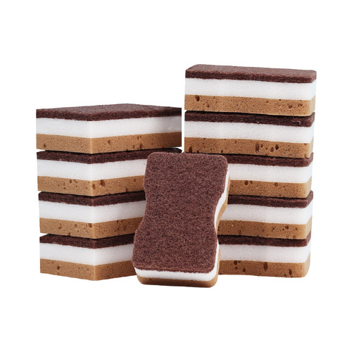 Seaweed cotton sponge kitchen cleaning dishwashing sponge high density thickened household scouring pad sponge sponge block