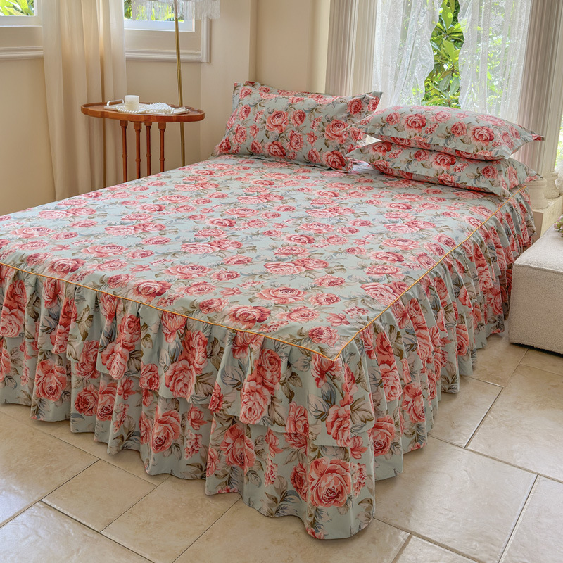 Transfronterizo Simmons cubierta de cama de tres piezas set sábanas de comercio exterior colchón cubierta protectora para cubrir la falda de cama de una sola pieza de falda cubierta de cama 2