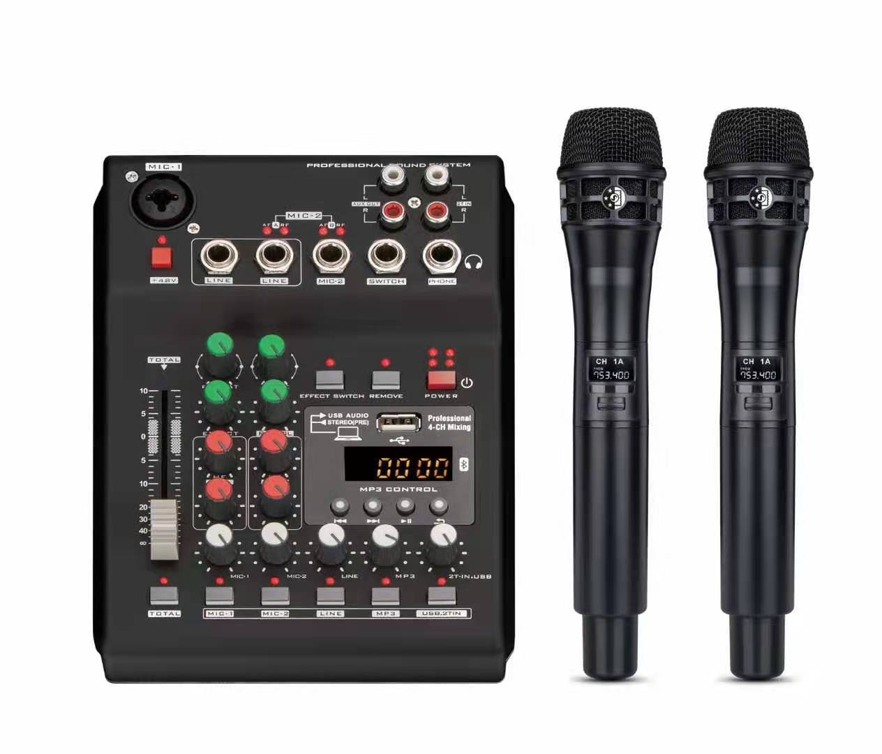 跨境调音台可带无线麦克风会议鹅颈话筒直播手机咪蓝牙连接监听