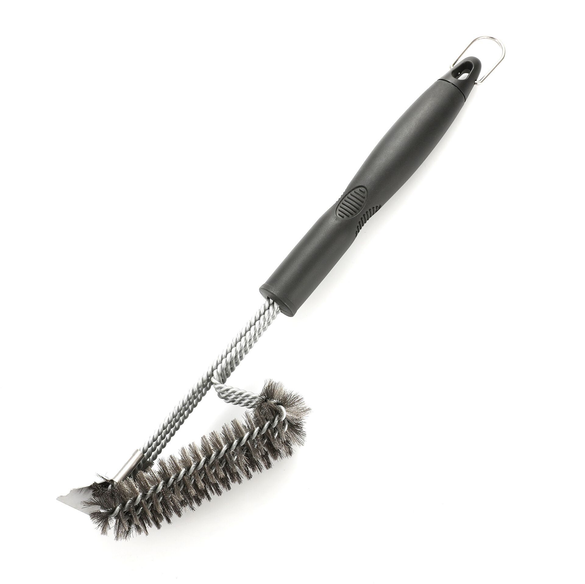 Cepillo de limpieza de malla de barbacoa de acero inoxidable Cepillo de alambre de tres capas de 18 pulgadas Cepillo de limpieza de parrilla de tres cabezales con cabezal de cepillo de pala