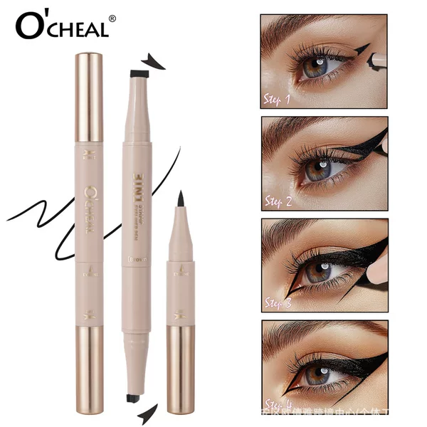 Tk Cross-Border Ocheal Three-In-One Stamp Eyeliner Pen All-In-One Waterproof Liquid Eyeliner Pen Temu