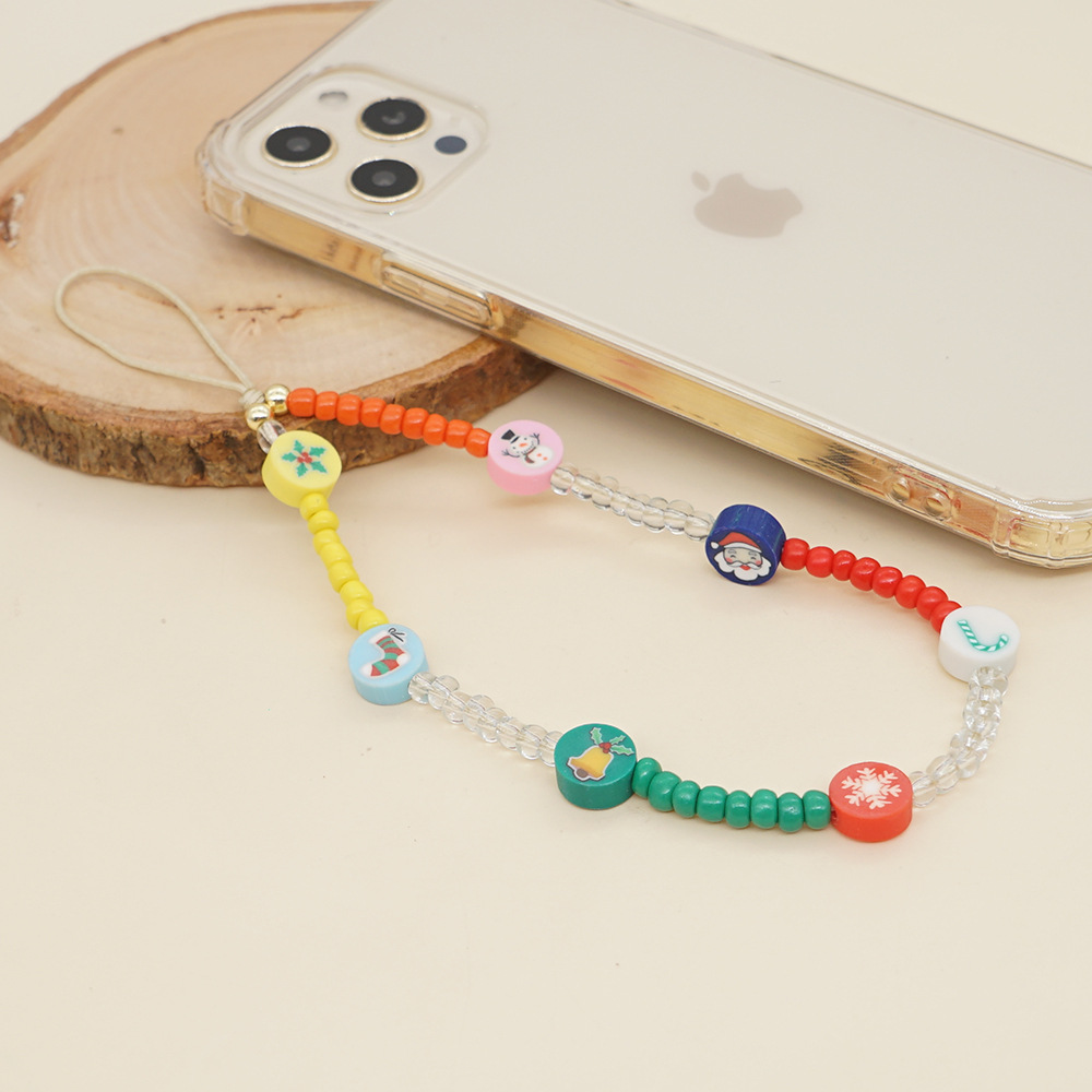 New Geometric Mobile Phone Chain Christmas Pattern Glass Color Rice Beads Mobile Phone Chain Lanyard display picture 4