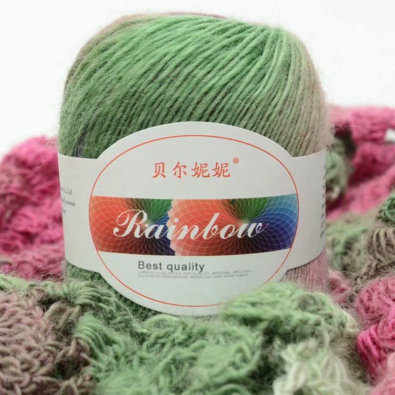 woolen rainbow knitted winter scarf handmade