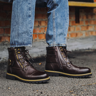 Hpiopl Cross-Border Model 3009 Knight Boots Men's Motorcycle Boots Double Zipper Heavy Machine Boots Opp Zipper Bag Without Box