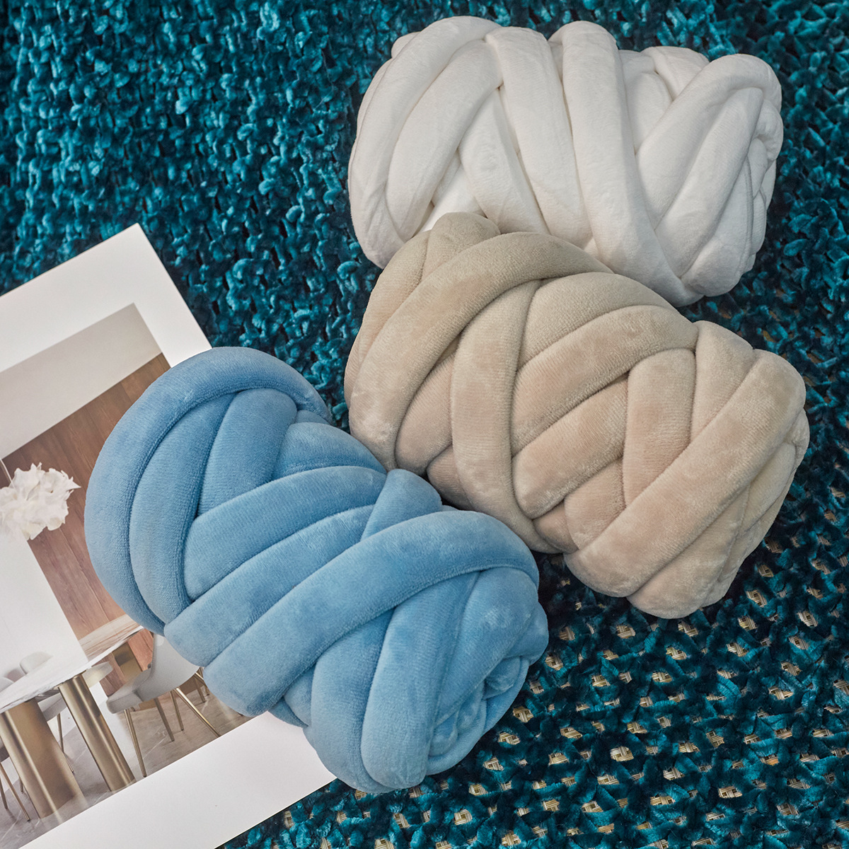 250g nuevo ultra grueso islandés tela de lana relleno de núcleo de algodón grueso tejido a mano DIY nido de gato bolsas de almohada X20