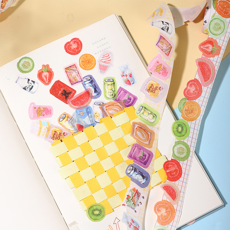 Ketchup girl cinta de caja de forma especial vida pequeña hermosa pequeña cinta de cuenta de mano troquelada fresca collage de bricolaje