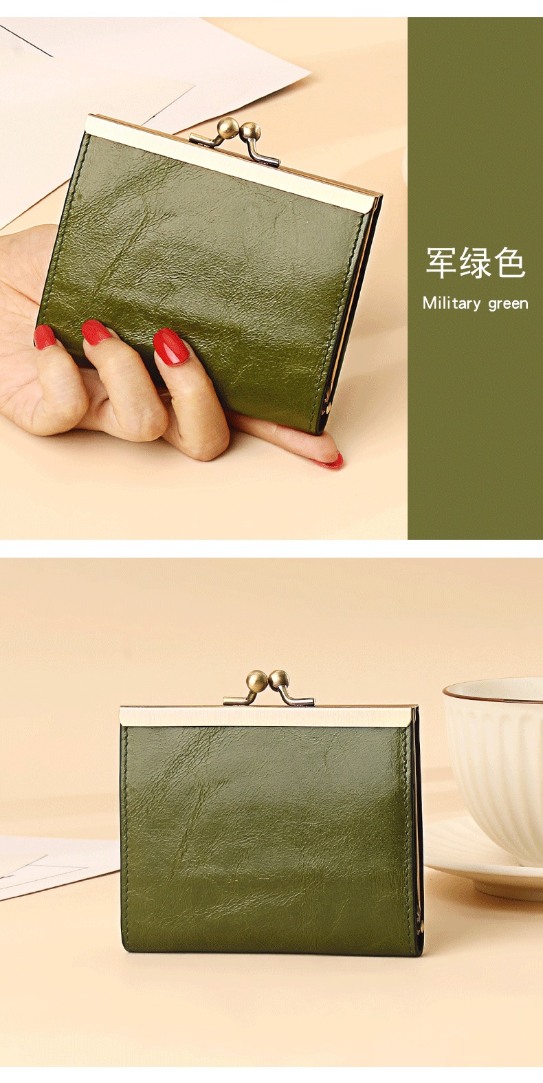 Unisex Rose Red Purple Red Solid Color Leather Card Holders display picture 6