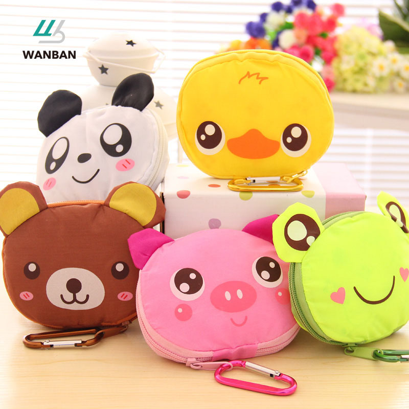 出口日本可爱卡通折叠购物袋 手提印花动物头造型环保袋可定LOGO|ms