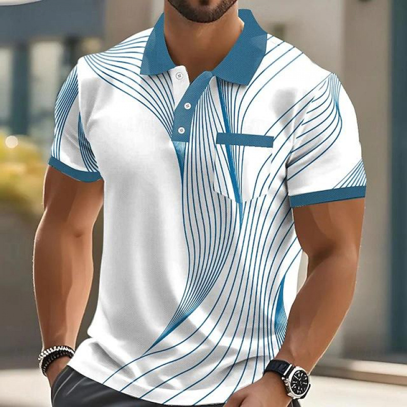 Supports Multi-Platform Dropshipping of Casual Breathable Sports 3D Printed Fashion Polo Shirts, Cross-Border Men's Polo Shirts