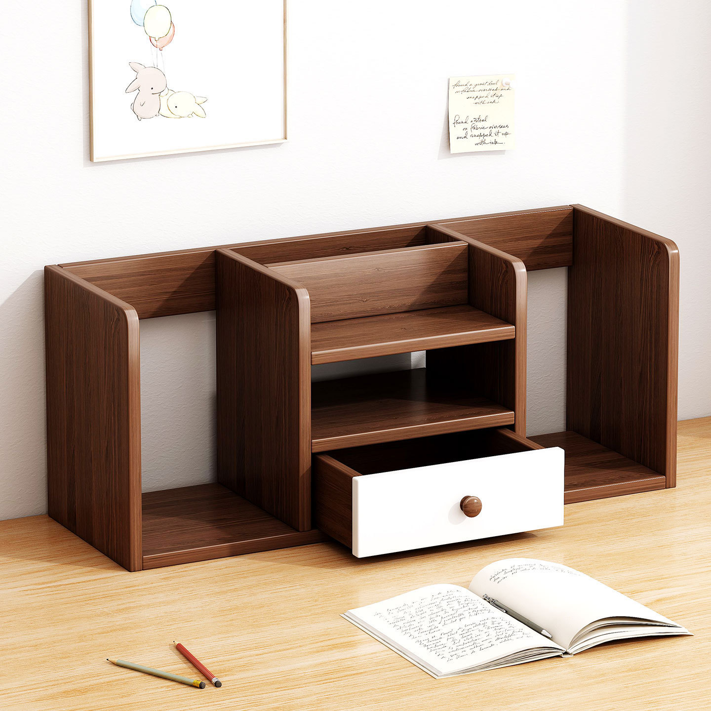 Estante de libros, escritorio de escritorio, estante de almacenamiento de libros básicos, estante vertical multicapa, escritorio de escritorio, estante simple de almacenamiento de archivos