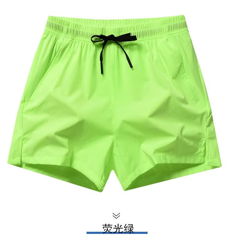 Casual de secado rápido, pantalones cortos de tres puntos de color sólido, pantalones cortos rectos elásticos sueltos, pantalones casuales de seda de hielo para hombre, pantalones de playa para hombre