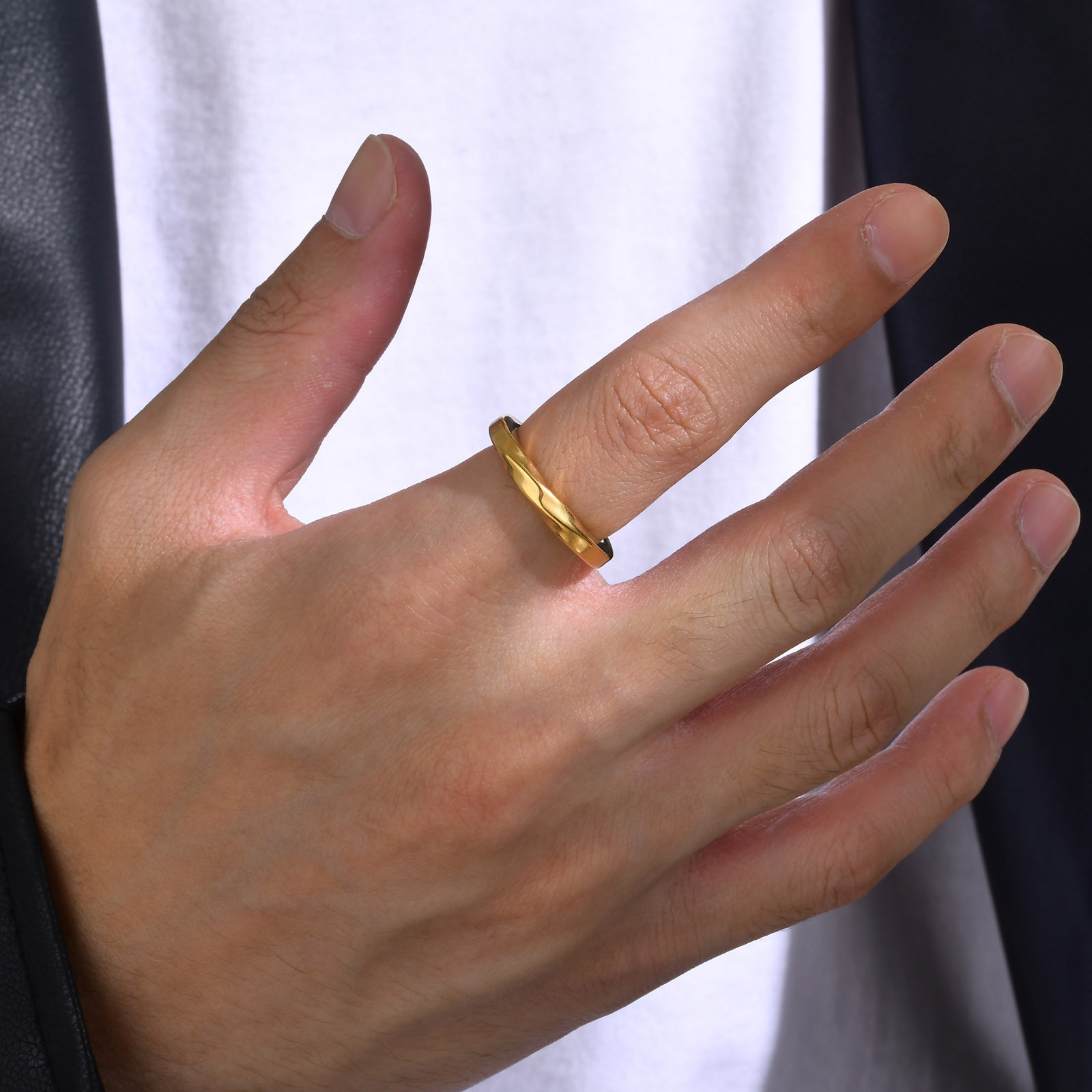 Daily Occasion Basic Vintage Style Solid Color Mobius Strip 304 Stainless Steel Plating Men's Rings Men Band Rings