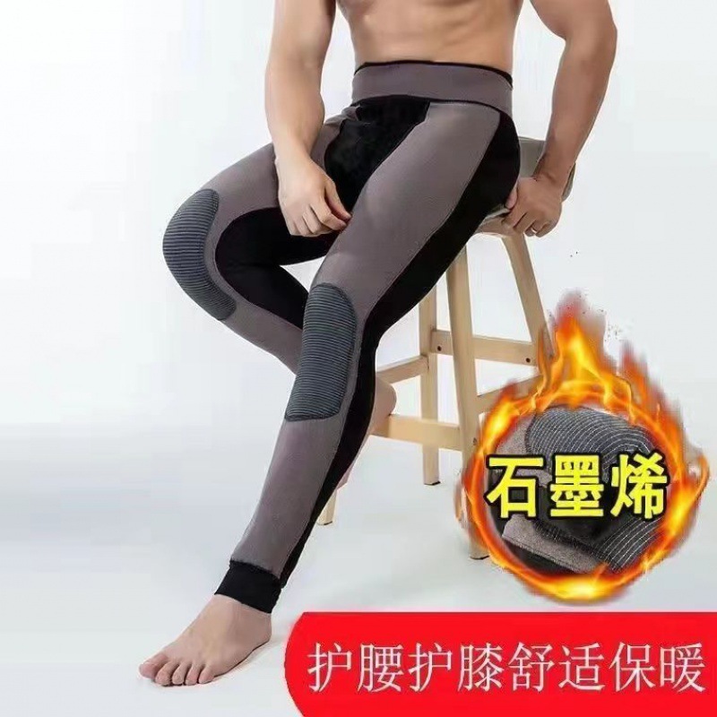 冬季新款保暖裤男加绒加厚高腰棉裤打底护腰护膝高弹大码毛裤绒裤