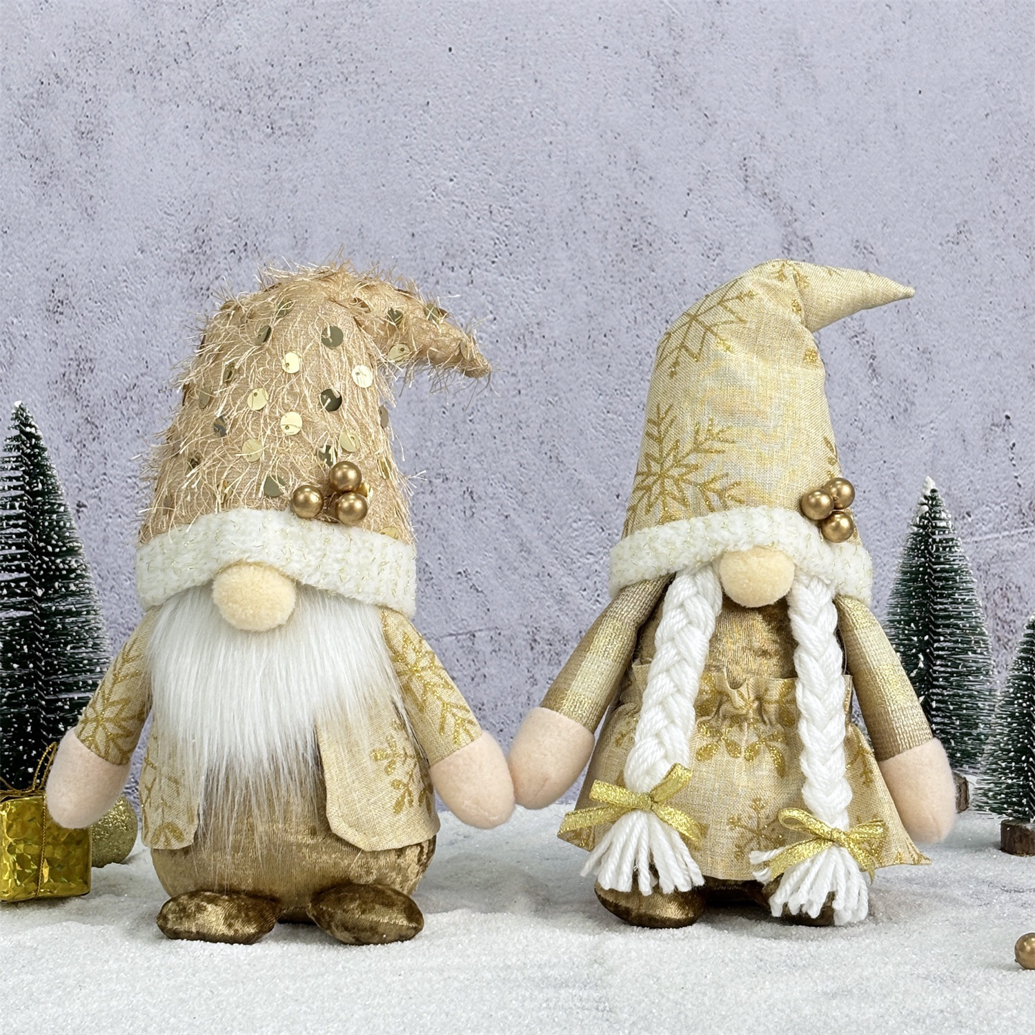 新品创意带帽无脸娃娃节日侏儒圣诞老人毛绒公仔圣诞装饰品