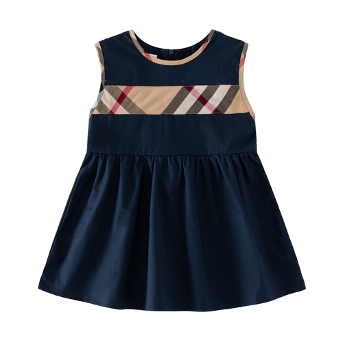 Girls' A-line long dress, children's sleeveless summer  new fashion dress, versatile V-neck dress