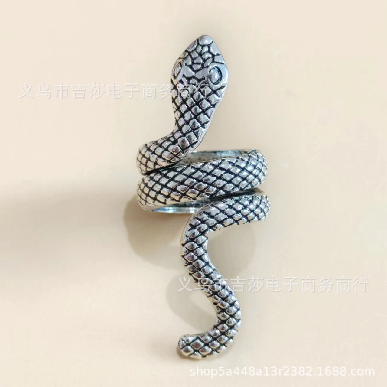 El comercio exterior de Europa y América largo fresco de los hombres guapos patrón de serpiente anillo punk estilo en forma de serpiente animal retro exagerado 4 piezas anillo conjunto