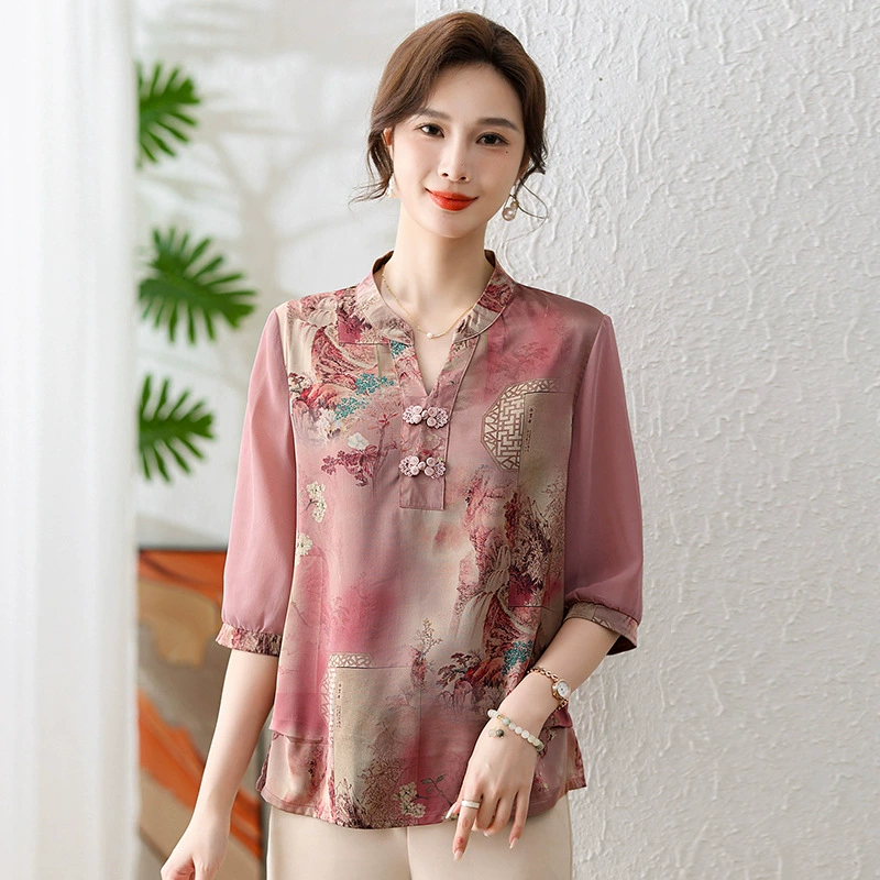 Летняя новая мама национальная рубашка с короткими рукавами