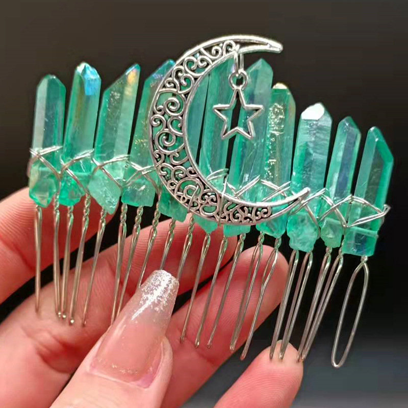 Queen Moon Crown Alloy Crystal Plating Insert Comb display picture 3