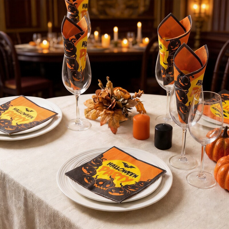 Halloween Party Disposable Printed Paper Napkins Jack Pumpkin Forest Themed Napkins Commercial Hotel Paper Mats Halloween Party Disposable Printed Paper Napkins Jack Pumpkin Forest Themed Napkins Commercial Hotel Paper Mats