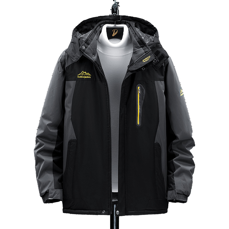 Ropa de montañismo extragrande para exteriores, chaqueta cortavientos e impermeable, ropa de invierno para hombre, cortavientos grueso con forro polar para mayor calidez.
