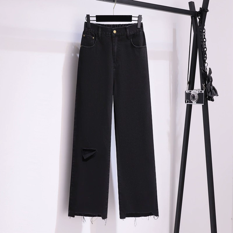 301 Fat MM300 Jin джинсы очень большого размера женские на весну и осень плюс толстые сломанные длинные брюки 200 Jin девятиконечные брюки